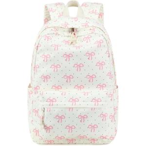 imageSchool Backpack for Teen Girls Women Laptop Backpack College Bookbags Middle School Travel Work Commuter Back PackPinkPink Bow Beige