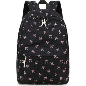 imageSchool Backpack for Teen Girls Women Laptop Backpack College Bookbags Middle School Travel Work Commuter Back PackPinkPink Bow Black Background