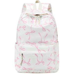 imageSchool Backpack for Teen Girls Women Laptop Backpack College Bookbags Middle School Travel Work Commuter Back PackPinkPink Bow With Beige Base