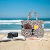 imageBluboon Beach Bags for Women Large Waterproof Tote Bag With Wet Compartment for Pool Weekender Travel GymB Leopard