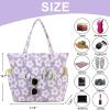 imageBluboon Beach Bags for Women Large Waterproof Tote Bag With Wet Compartment for Pool Weekender Travel GymBeige Flower Purple