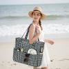 imageBluboon Beach Bags for Women Large Waterproof Tote Bag With Wet Compartment for Pool Weekender Travel GymBlack White Checkered1
