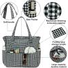 imageBluboon Beach Bags for Women Large Waterproof Tote Bag With Wet Compartment for Pool Weekender Travel GymBlack White Checkered1