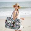 imageBluboon Beach Bags for Women Large Waterproof Tote Bag With Wet Compartment for Pool Weekender Travel GymBlack White Checkeredcolorful Flowers