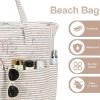 imageBluboon Beach Bags for Women Large Waterproof Tote Bag With Wet Compartment for Pool Weekender Travel GymBrown Striped Bow