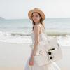 imageBluboon Beach Bags for Women Large Waterproof Tote Bag With Wet Compartment for Pool Weekender Travel GymBrown Striped Bow