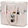 imageBluboon Beach Bags for Women Large Waterproof Tote Bag With Wet Compartment for Pool Weekender Travel GymBrown Striped Bow
