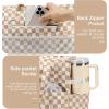 imageBluboon Beach Bags for Women Large Waterproof Tote Bag With Wet Compartment for Pool Weekender Travel GymBrown White Checkeredbow