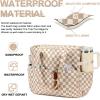 imageBluboon Beach Bags for Women Large Waterproof Tote Bag With Wet Compartment for Pool Weekender Travel GymBrown White Checkeredbow