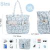 imageBluboon Beach Bags for Women Large Waterproof Tote Bag With Wet Compartment for Pool Weekender Travel GymFloral Blue