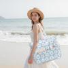 imageBluboon Beach Bags for Women Large Waterproof Tote Bag With Wet Compartment for Pool Weekender Travel GymFloral Blue