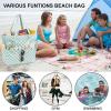 imageBluboon Beach Bags for Women Large Waterproof Tote Bag With Wet Compartment for Pool Weekender Travel GymGreen and White Grid
