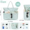 imageBluboon Beach Bags for Women Large Waterproof Tote Bag With Wet Compartment for Pool Weekender Travel GymGreen and White Grid