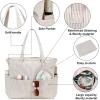 imageBluboon Beach Bags for Women Large Waterproof Tote Bag With Wet Compartment for Pool Weekender Travel GymKhaki White Stripes 1