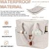 imageBluboon Beach Bags for Women Large Waterproof Tote Bag With Wet Compartment for Pool Weekender Travel GymKhaki White Stripes 1