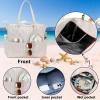 imageBluboon Beach Bags for Women Large Waterproof Tote Bag With Wet Compartment for Pool Weekender Travel GymKhaki White Stripes 1