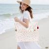 imageBluboon Beach Bags for Women Large Waterproof Tote Bag With Wet Compartment for Pool Weekender Travel GymPink Bow 212