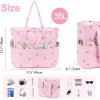 imageBluboon Beach Bags for Women Large Waterproof Tote Bag With Wet Compartment for Pool Weekender Travel GymPink and White Stripes