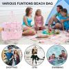 imageBluboon Beach Bags for Women Large Waterproof Tote Bag With Wet Compartment for Pool Weekender Travel GymPink and White Stripes