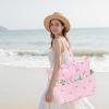 imageBluboon Beach Bags for Women Large Waterproof Tote Bag With Wet Compartment for Pool Weekender Travel GymPink and White Stripes