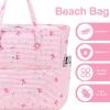 imageBluboon Beach Bags for Women Large Waterproof Tote Bag With Wet Compartment for Pool Weekender Travel GymPink and White Stripes