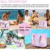 imageBluboon Beach Bags for Women Large Waterproof Tote Bag With Wet Compartment for Pool Weekender Travel GymRainbow Pink