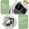imageBluboon Beach Bags for Women Large Waterproof Tote Bag With Wet Compartment for Pool Weekender Travel GymSage Green White Stripe 1