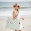 imageBluboon Beach Bags for Women Large Waterproof Tote Bag With Wet Compartment for Pool Weekender Travel GymSage Green White Stripe 1