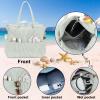imageBluboon Beach Bags for Women Large Waterproof Tote Bag With Wet Compartment for Pool Weekender Travel GymSage Green White Stripe 1