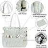 imageBluboon Beach Bags for Women Large Waterproof Tote Bag With Wet Compartment for Pool Weekender Travel GymSage Green White Stripe 1