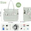 imageBluboon Beach Bags for Women Large Waterproof Tote Bag With Wet Compartment for Pool Weekender Travel GymSage Green White Stripe 1