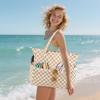 imageBluboon Waterproof Beach Tote Pool Bags for Women Ladies Extra Large Carry On Bag With Wet Compartment for Weekender TravelA Checked Brown White