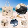 imageBluboon Waterproof Beach Tote Pool Bags for Women Ladies Extra Large Carry On Bag With Wet Compartment for Weekender TravelA Checked Brown White