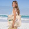 imageBluboon Waterproof Beach Tote Pool Bags for Women Ladies Extra Large Carry On Bag With Wet Compartment for Weekender TravelA Checked Brown White