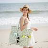 imageBluboon Waterproof Beach Tote Pool Bags for Women Ladies Extra Large Carry On Bag With Wet Compartment for Weekender TravelBeige Flower Green