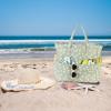 imageBluboon Waterproof Beach Tote Pool Bags for Women Ladies Extra Large Carry On Bag With Wet Compartment for Weekender TravelBeige Flower Green