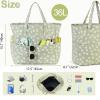 imageBluboon Waterproof Beach Tote Pool Bags for Women Ladies Extra Large Carry On Bag With Wet Compartment for Weekender TravelBeige Flower Green