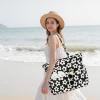 imageBluboon Waterproof Beach Tote Pool Bags for Women Ladies Extra Large Carry On Bag With Wet Compartment for Weekender TravelBeige Flower With Black Background