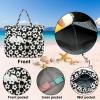 imageBluboon Waterproof Beach Tote Pool Bags for Women Ladies Extra Large Carry On Bag With Wet Compartment for Weekender TravelBeige Flower With Black Background