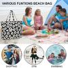 imageBluboon Waterproof Beach Tote Pool Bags for Women Ladies Extra Large Carry On Bag With Wet Compartment for Weekender TravelBeige Flower With Black Background