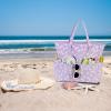 imageBluboon Waterproof Beach Tote Pool Bags for Women Ladies Extra Large Carry On Bag With Wet Compartment for Weekender TravelBeige Flower95 Purple