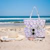 imageBluboon Waterproof Beach Tote Pool Bags for Women Ladies Extra Large Carry On Bag With Wet Compartment for Weekender TravelBig Flower 157 Purple