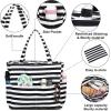 imageBluboon Waterproof Beach Tote Pool Bags for Women Ladies Extra Large Carry On Bag With Wet Compartment for Weekender TravelBlack White Stripesq