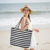 imageBluboon Waterproof Beach Tote Pool Bags for Women Ladies Extra Large Carry On Bag With Wet Compartment for Weekender TravelBlack White Stripesq