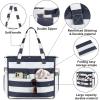 imageBluboon Waterproof Beach Tote Pool Bags for Women Ladies Extra Large Carry On Bag With Wet Compartment for Weekender TravelBlue Grey Stripes