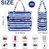 imageBluboon Waterproof Beach Tote Pool Bags for Women Ladies Extra Large Carry On Bag With Wet Compartment for Weekender TravelBlue White Stripes