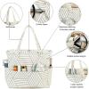 imageBluboon Waterproof Beach Tote Pool Bags for Women Ladies Extra Large Carry On Bag With Wet Compartment for Weekender TravelBrown Diamond