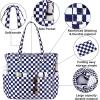 imageBluboon Waterproof Beach Tote Pool Bags for Women Ladies Extra Large Carry On Bag With Wet Compartment for Weekender TravelDark Blue White Checkered