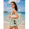 imageBluboon Waterproof Beach Tote Pool Bags for Women Ladies Extra Large Carry On Bag With Wet Compartment for Weekender TravelFlower 157 Green Gray