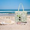 imageBluboon Waterproof Beach Tote Pool Bags for Women Ladies Extra Large Carry On Bag With Wet Compartment for Weekender TravelFlower 157 Green Gray